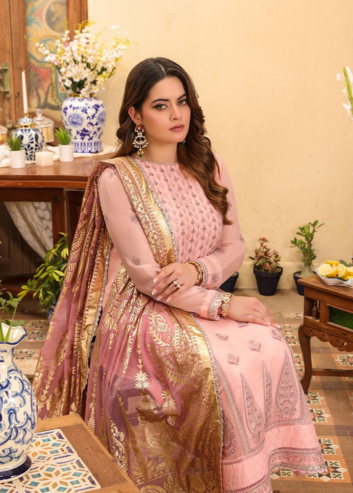 Zarq Barq By Asim Jofa Embroidered Chiffon Suits Unstitched 3 Piece AJ23ZB AJZB-03 - Eid Collection