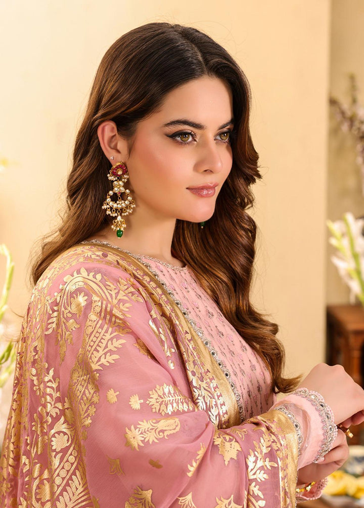 Zarq Barq By Asim Jofa Embroidered Chiffon Suits Unstitched 3 Piece AJ23ZB AJZB-03 - Eid Collection