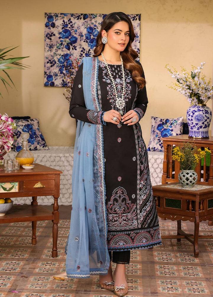 Zarq Barq By Asim Jofa Embroidered Cambric Suits Unstitched 3 Piece AJ23ZB AJZB-09 - Eid Collection