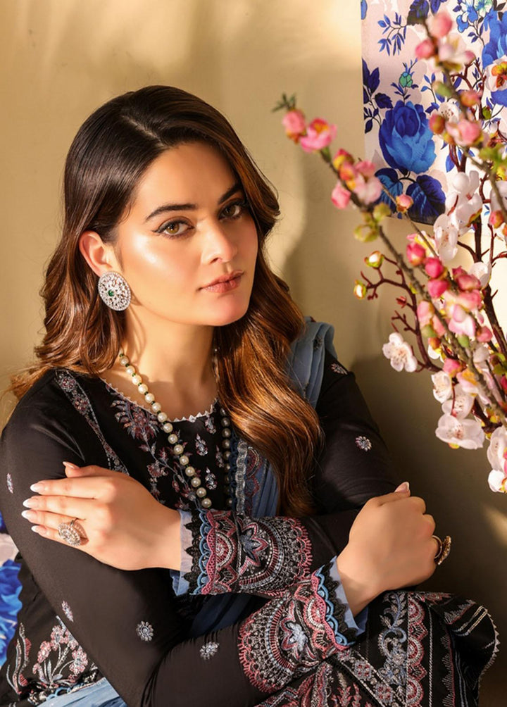 Zarq Barq By Asim Jofa Embroidered Cambric Suits Unstitched 3 Piece AJ23ZB AJZB-09 - Eid Collection