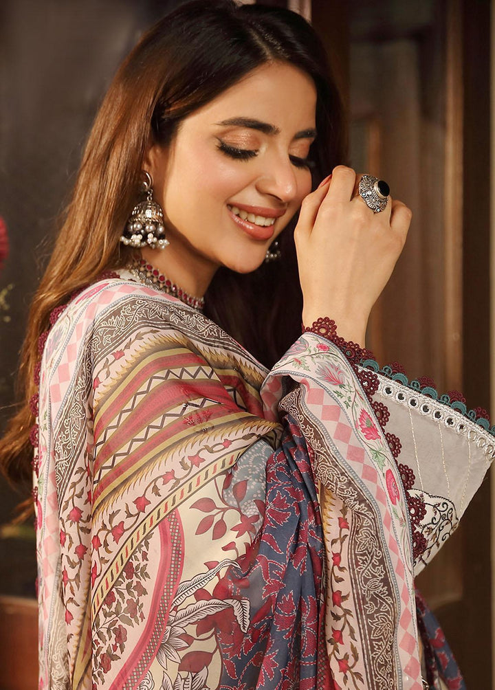 Zarq Barq By Asim Jofa Embroidered Cambric Suits Unstitched 3 Piece AJ23ZB AJZB-10 - Eid Collection