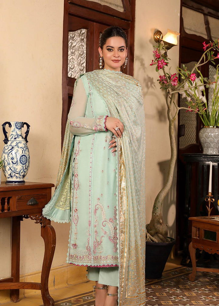 Zarq Barq By Asim Jofa Embroidered Chiffon Suits Unstitched 3 Piece AJ23ZB AJZB-21 - Eid Collection