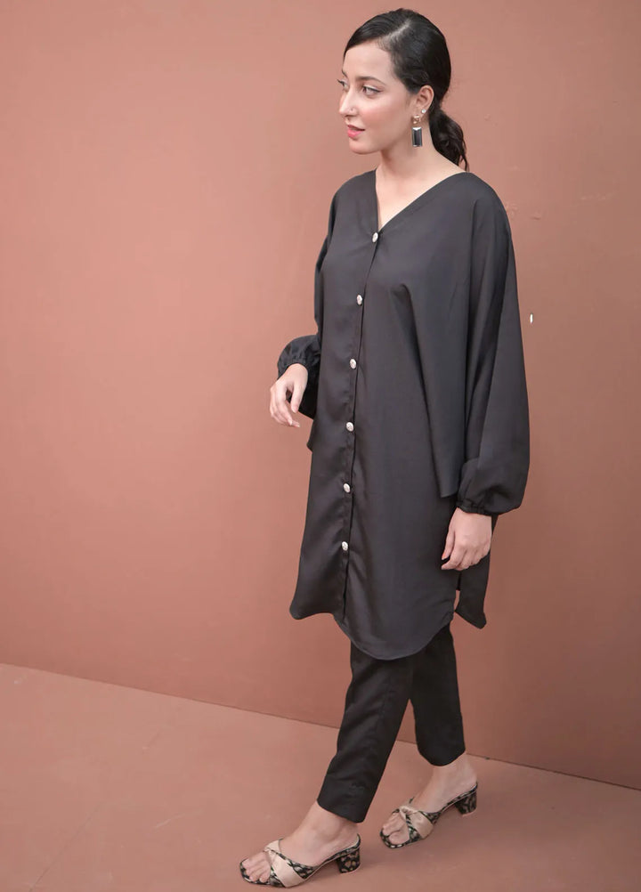 Zauk Pret Casual Crepe 2 Piece Suit Charcoal Black