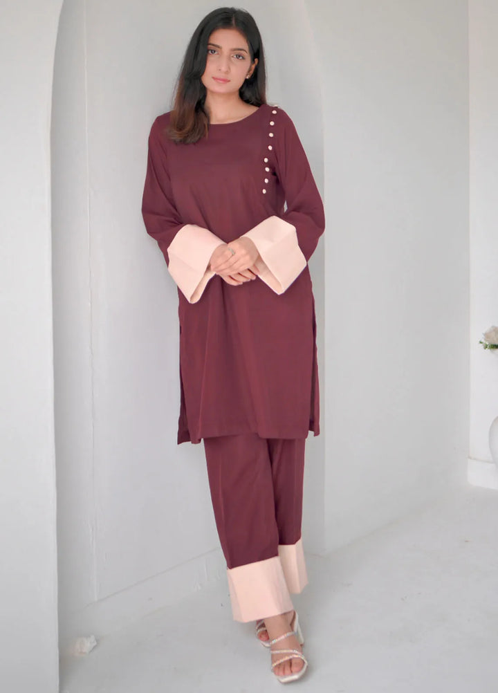 Zauk Pret Casual Georgette 2 Piece Suit Scarlet