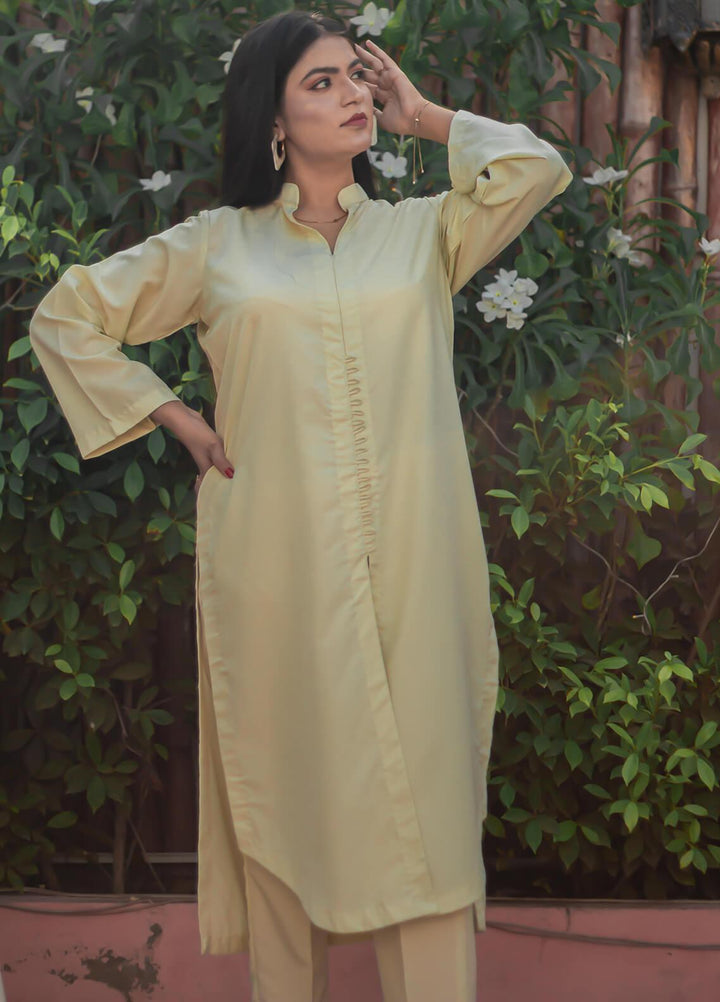 Zauk Pret Casual Georgette 2 Piece Suit Lemon Yellow