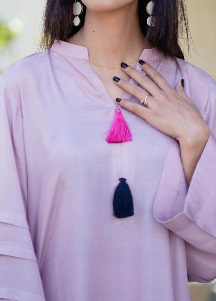 Zauk Casual Pret  Cotton Silk 2 Piece Dress ZK23CW Lilac two piece