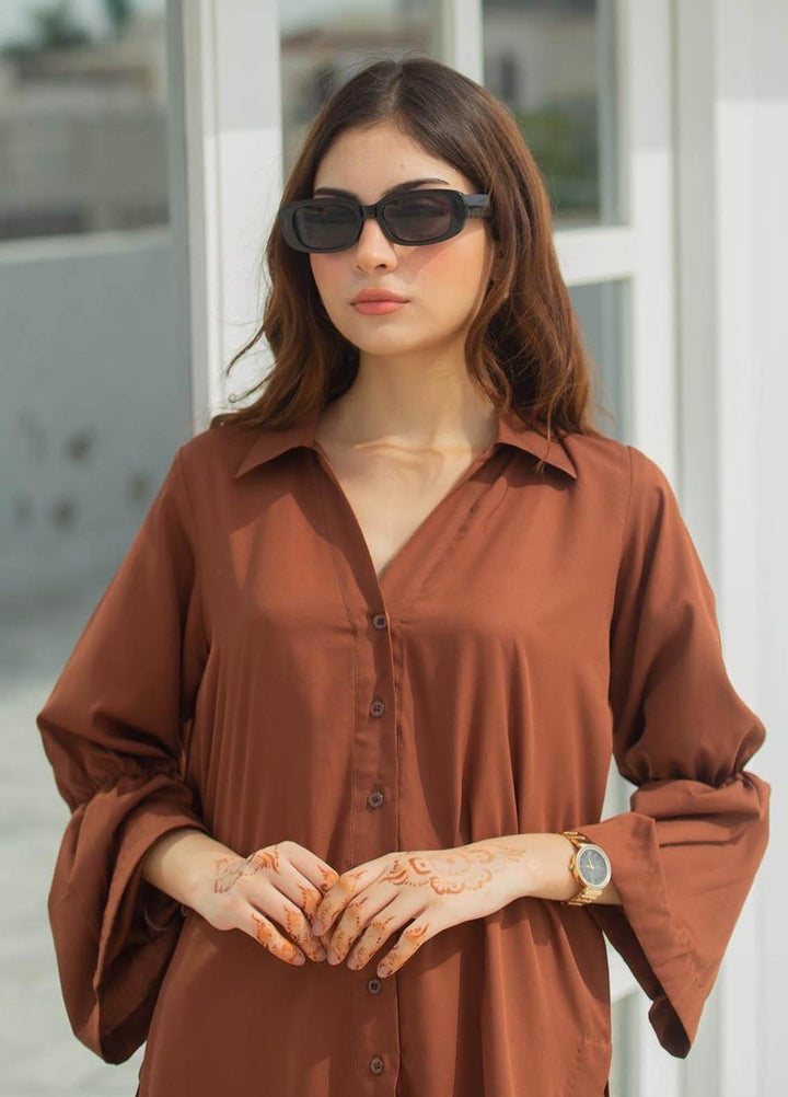 Zauk Casual Pret  Georgette 2 Piece Dress ZK23CW Brown two piece