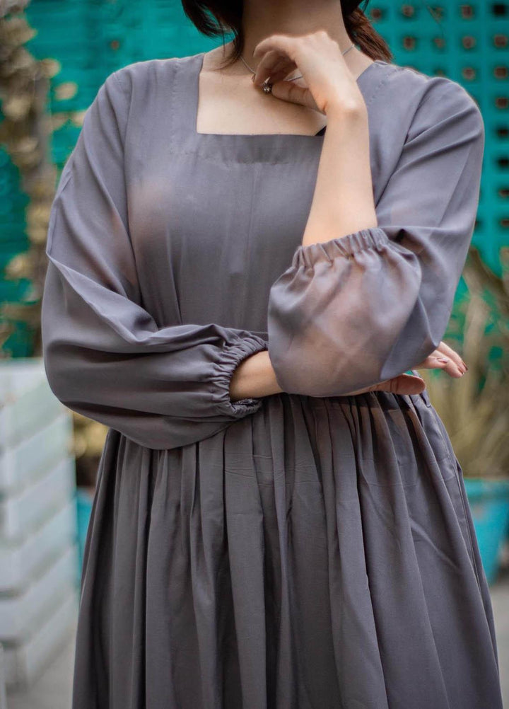 Zauk Casual Pret  Lawn Frock ZK23CW Charcoal grey long frock