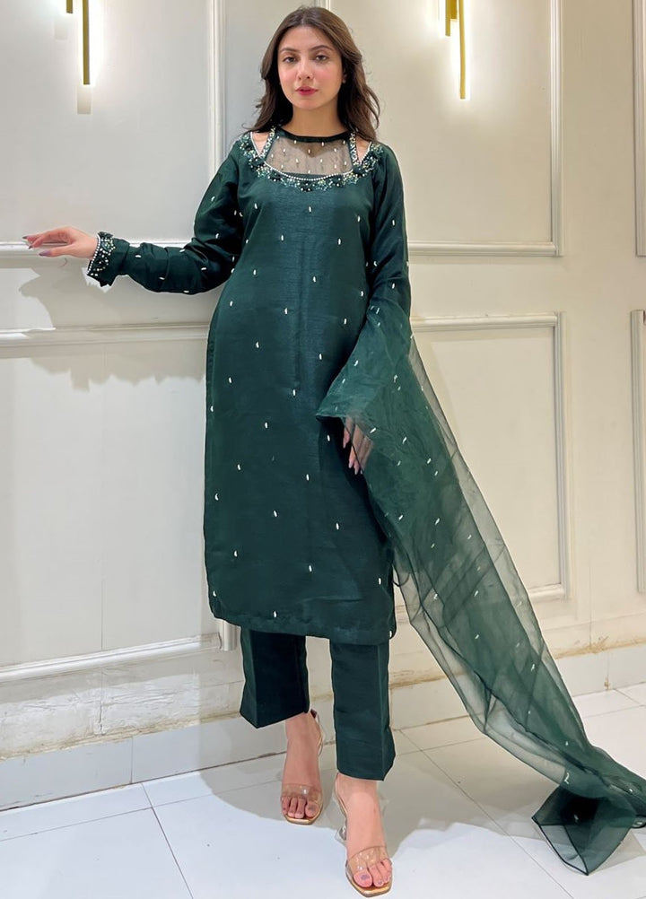 Zeb Pret Embroidered Raw Silk 3 Piece Suit Gul bahar