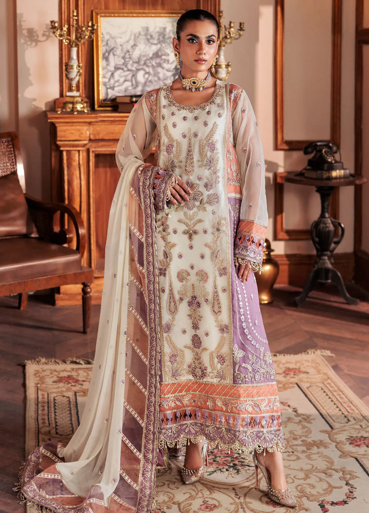 Zeenat by Zebtan Embroidered Organza Suits Unstitched 3 Piece ZBT24Z ZN 07 Ronaq - Formals Collection