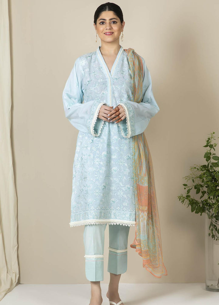 Zellbury Embroidered Lawn Suits Unstitched 3 Piece ZB21EL 885 - Summer Collection
