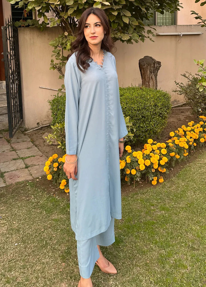 Zenyre Pret Solid Crepe 2 Piece Suit Sky Bloom