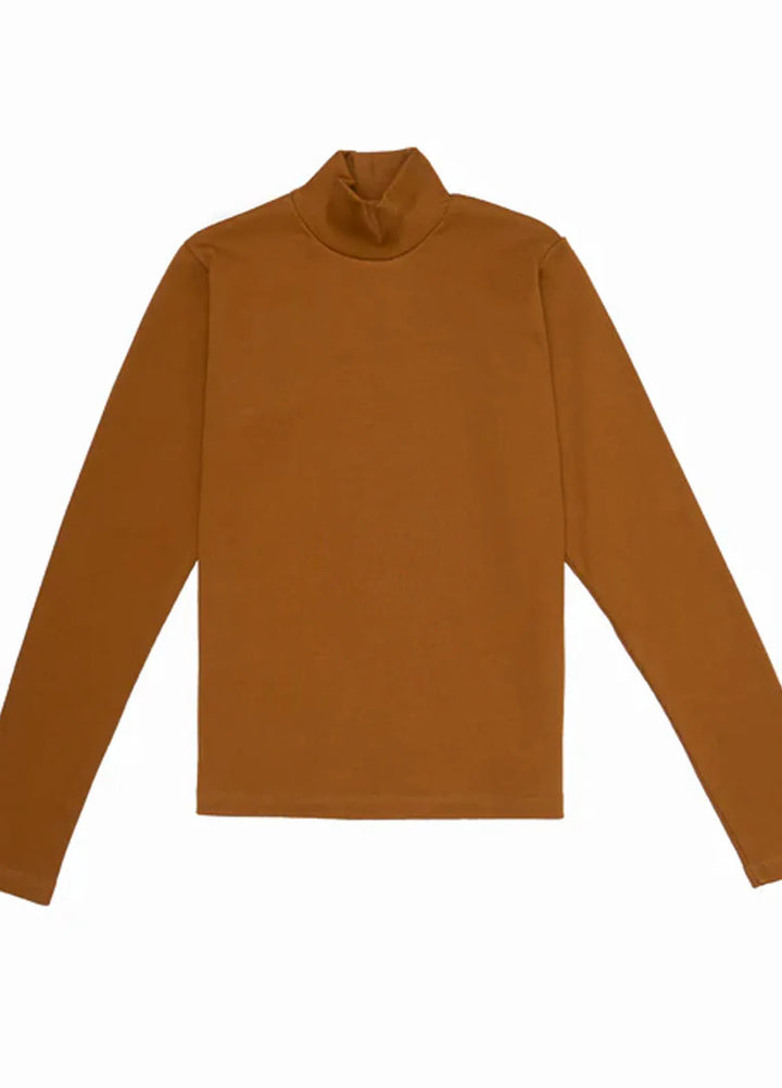 Zenyre Pret Western Ribbed 1 Piece Camel Mock Neck Top