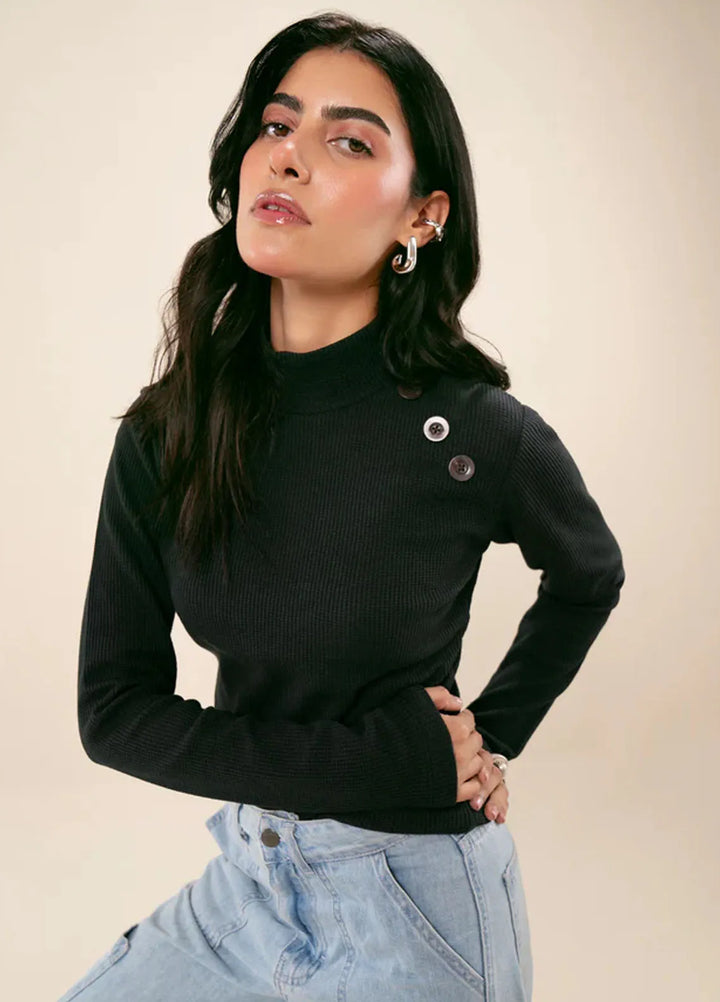 Zenyre Pret Western Waffle 1 Piece Waffle Textured Mock Neck Top