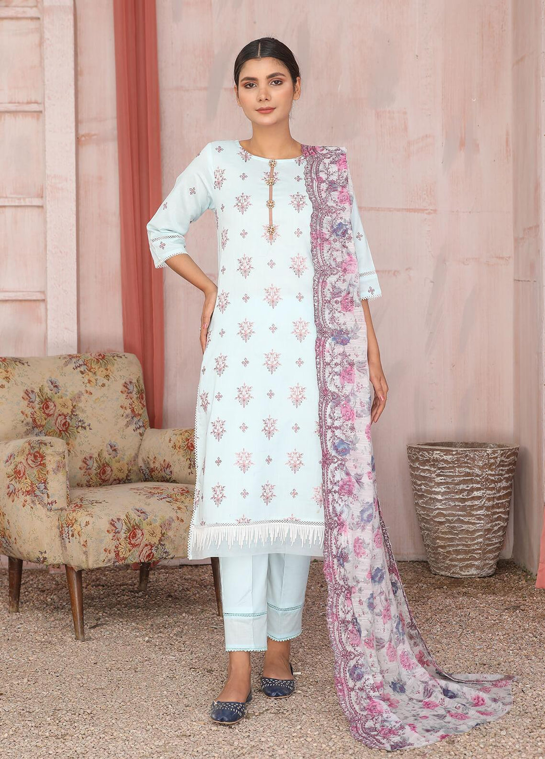 Zimal by Humdum Embroidered Lawn Suits Unstitched 3 Piece HD22Z D-03 - Summer Collection