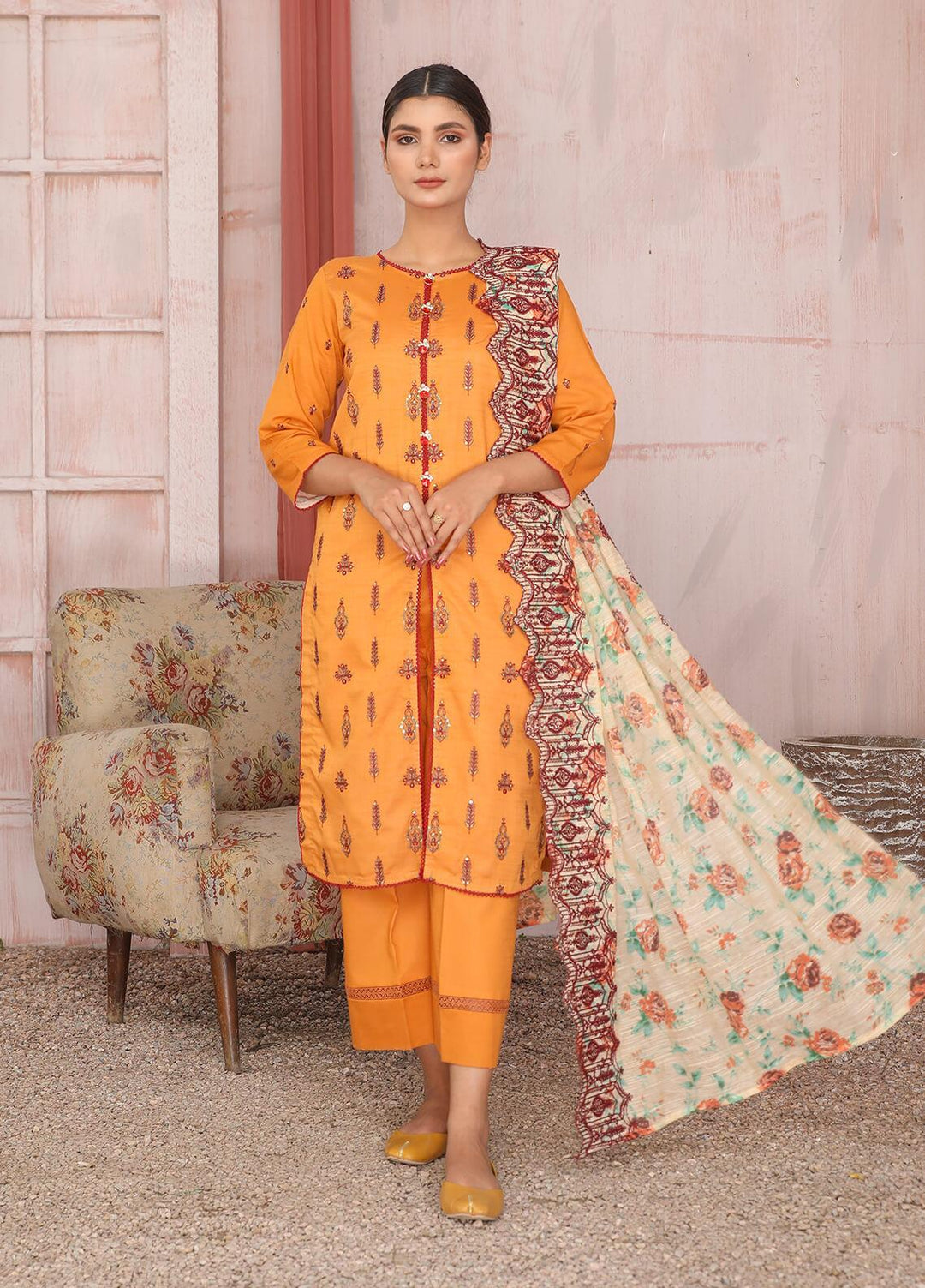 Zimal by Humdum Embroidered Lawn Suits Unstitched 3 Piece HD22Z D-09 - Summer Collection
