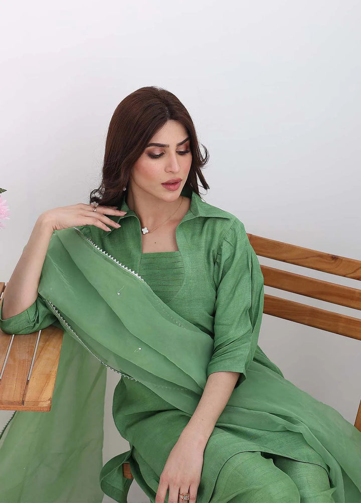 Ziphyer Pret Korean Silk 3 Piece Suit kiwi