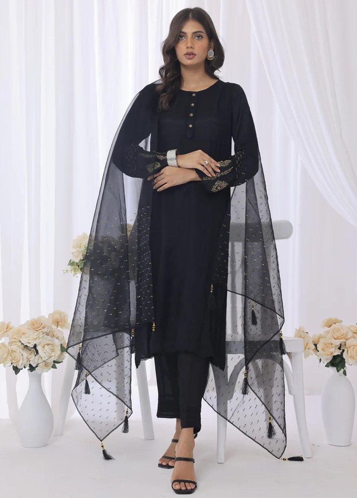 Cyanic Pret Embroidered Raw Silk 3 Piece Suit MYSTIC NOIR