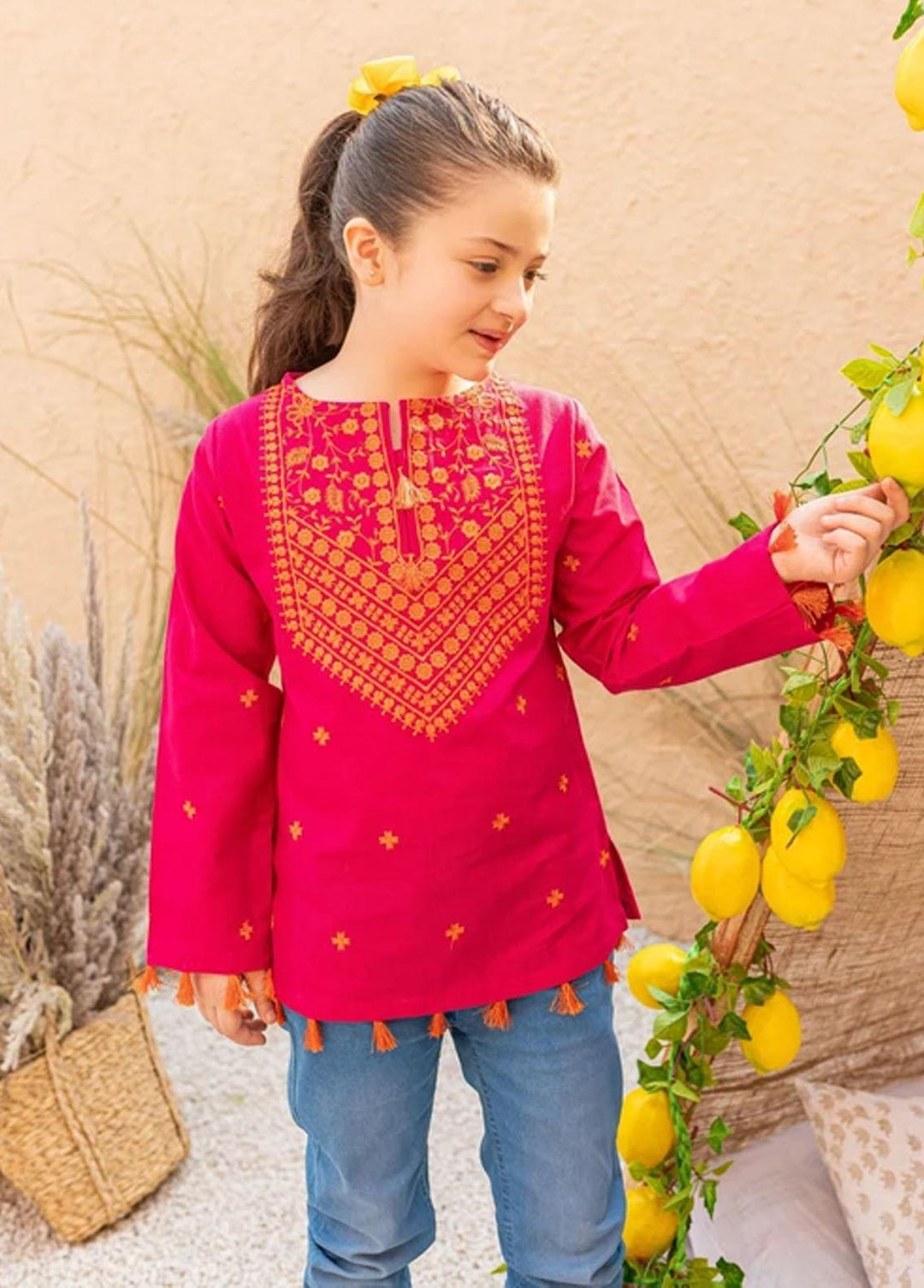 Ziva Khaddar Fancy Pret Top for Girls - ZA21FW Rosette