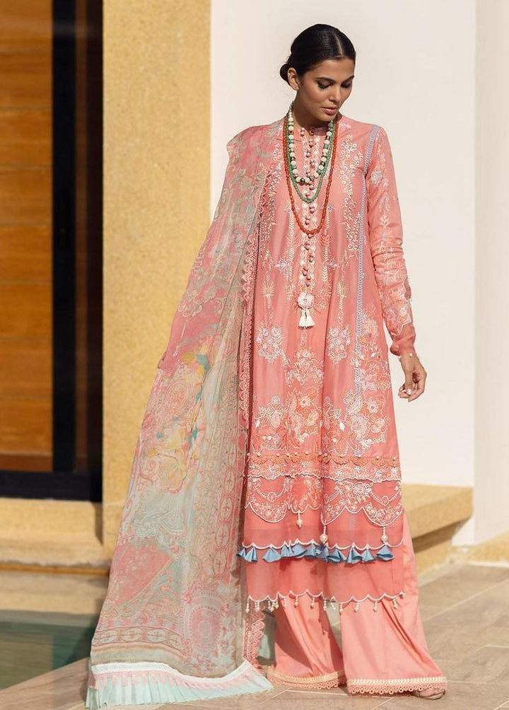 Zoha by Ansab Jahangir Embroidered Lawn Suits Unstitched 3 Piece AN23Z AJLL23-07 Gladiolus - Luxury Collection
