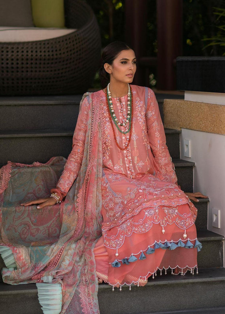 Zoha by Ansab Jahangir Embroidered Lawn Suits Unstitched 3 Piece AN23Z AJLL23-07 Gladiolus - Luxury Collection