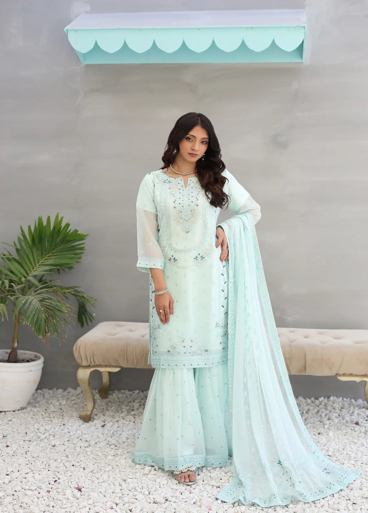 Zohan Ateeq Pret Embroidered Chiffon 3 Piece Suit Anaya Ice Blue