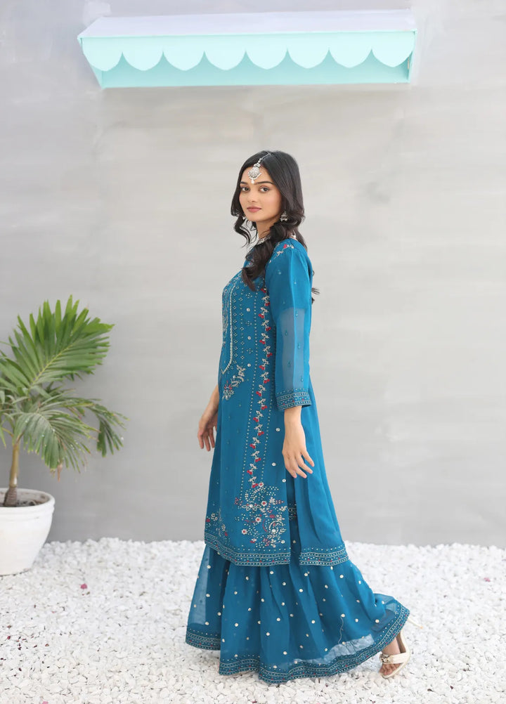 Zohan Ateeq Pret Embroidered Chiffon 3 Piece Suit Anaya Royal Blue