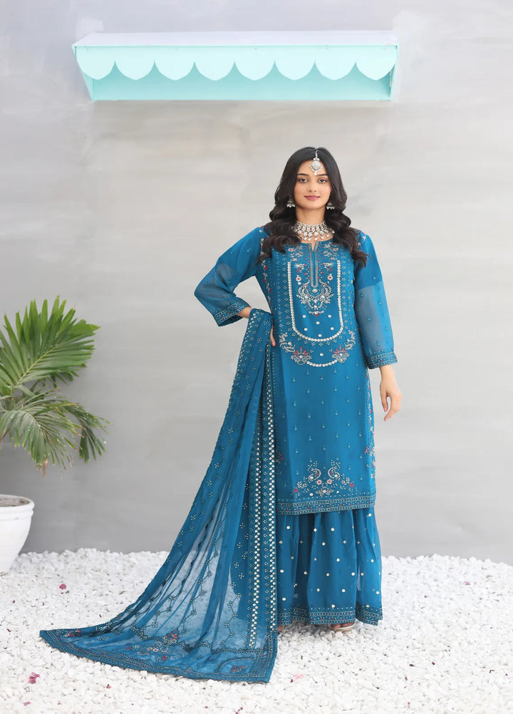 Zohan Ateeq Pret Embroidered Chiffon 3 Piece Suit Anaya Royal Blue