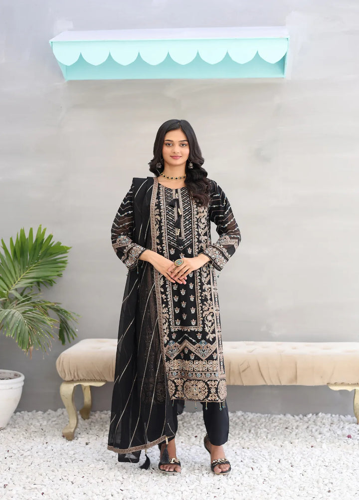 Zohan Ateeq Pret Embroidered Chiffon 3 Piece Suit Maryam Black