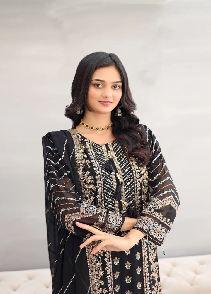 Zohan Ateeq Pret Embroidered Chiffon 3 Piece Suit Maryam Black