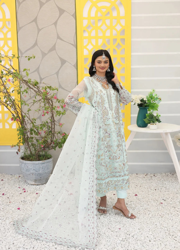 Zohan Ateeq Pret Embroidered Organza 3 Piece Suit Waniya Powder Blue
