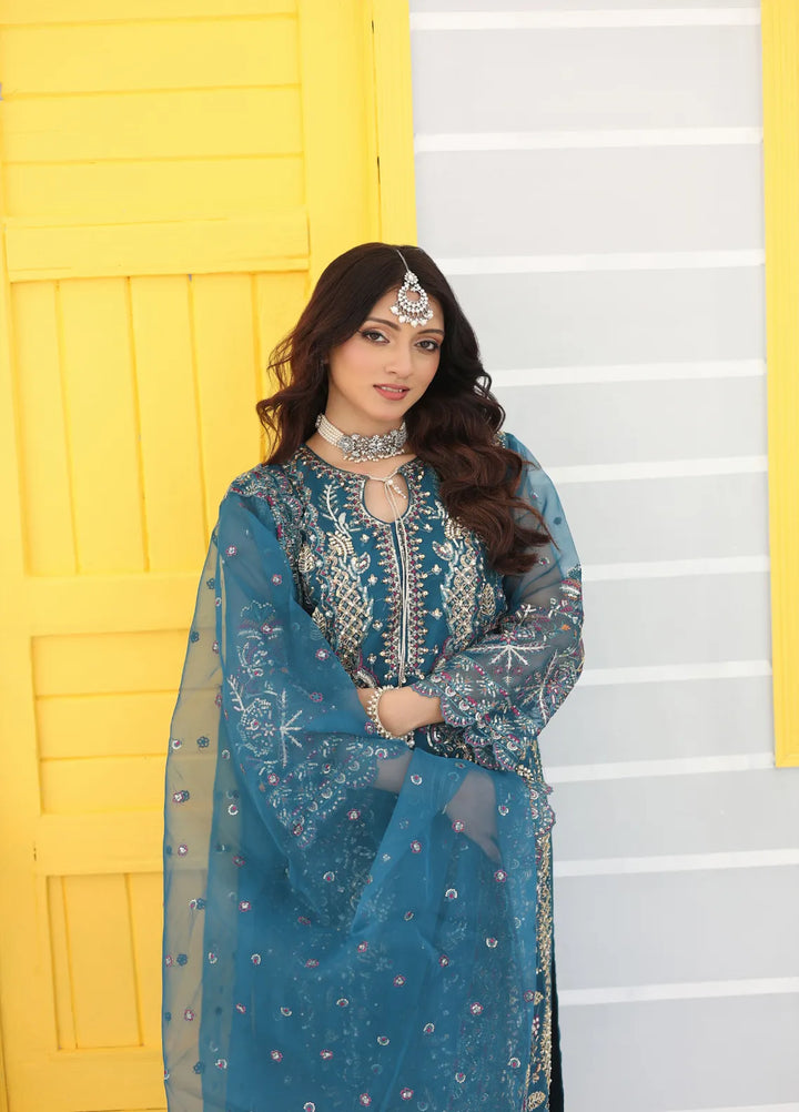 Zohan Ateeq Pret Embroidered Organza 3 Piece Suit Waniya Royal Blue