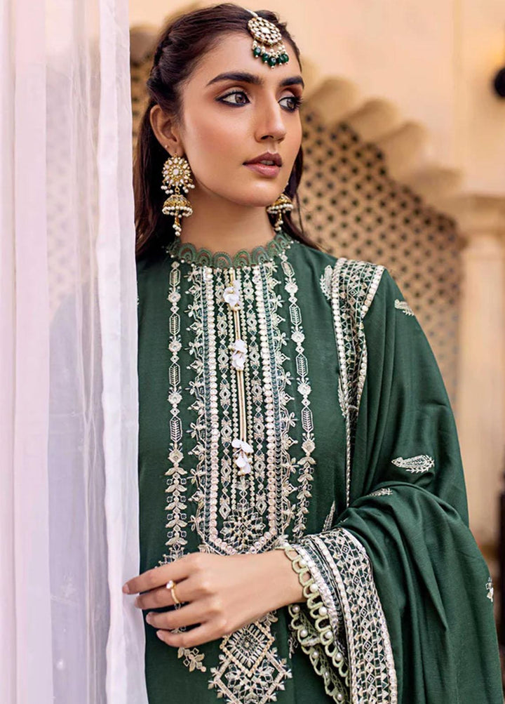 Zora By Eleshia Embroidered Dhanak Suits Unstitched 3 Piece ELS23Z FUCHSIA GREEN - Luxury Collection