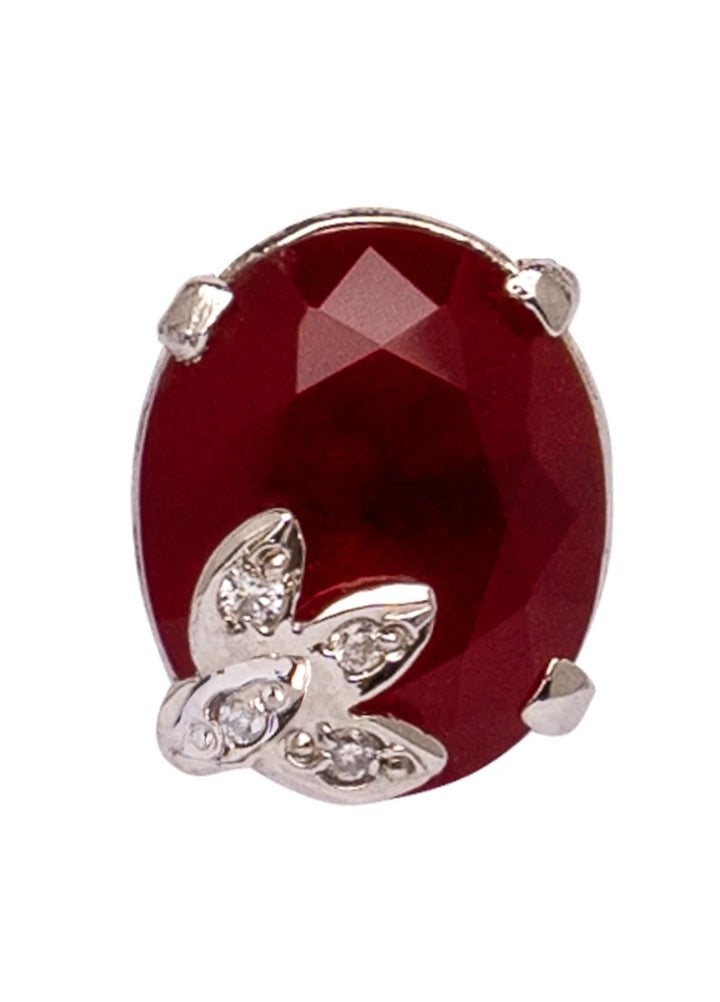Zouhaira Earings Leaf Charm-Maroon