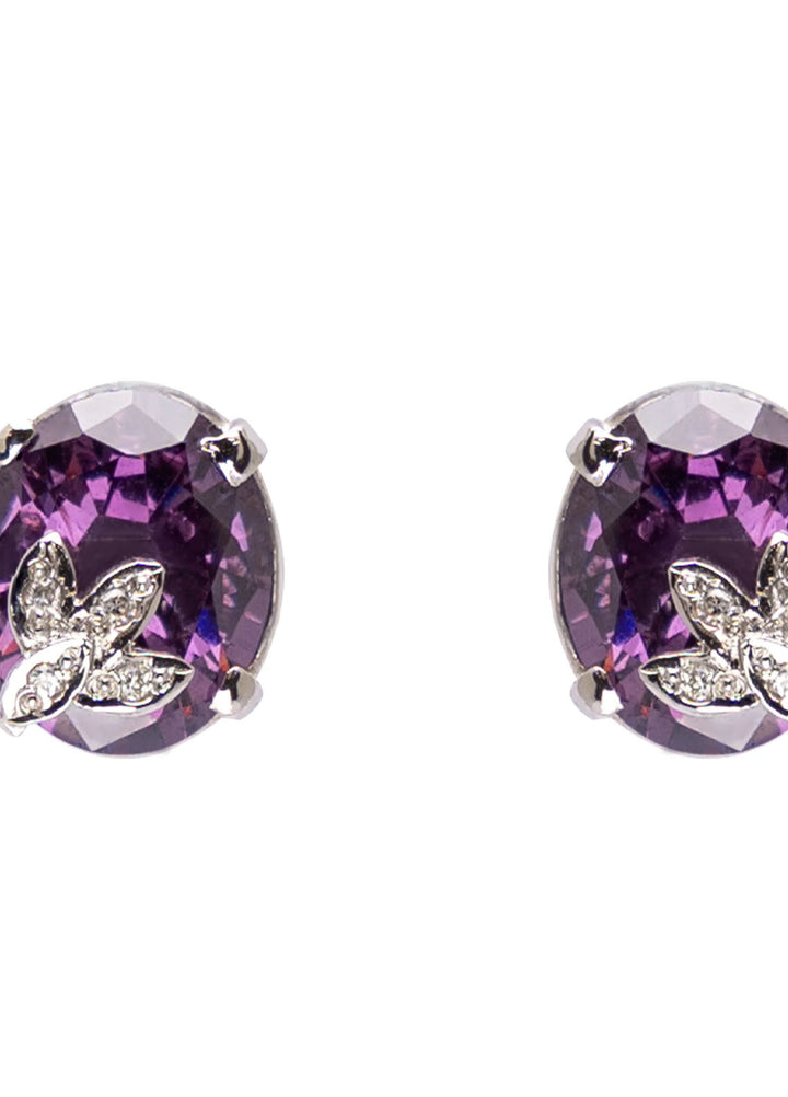 Zouhaira Earings Leaf Charm-Purple