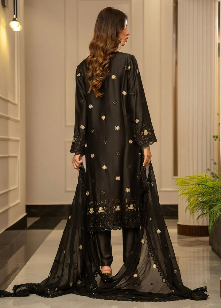 Zouj Embroidered Silk Suits Unstitched 3 Piece ZJ24LS ZSS-02 Noir - Fall Collection