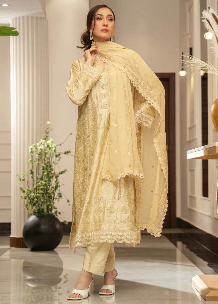 Zouj Embroidered Silk Suits Unstitched 3 Piece ZJ24LS ZSS-04 Majestic Fawn - Fall Collection