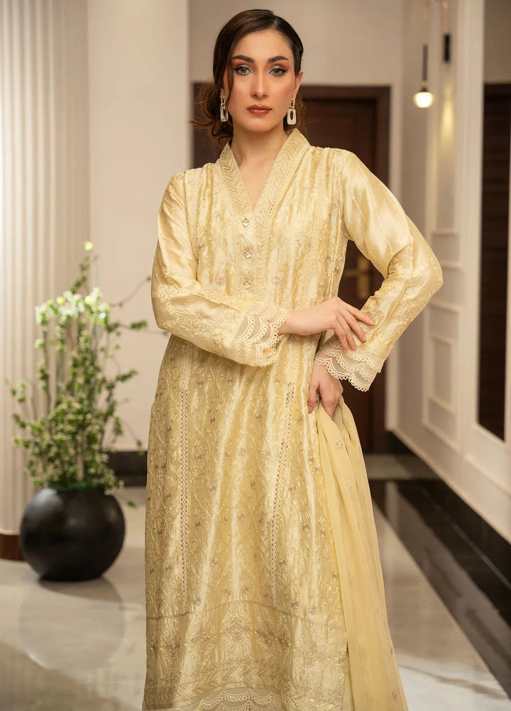 Zouj Embroidered Silk Suits Unstitched 3 Piece ZJ24LS ZSS-04 Majestic Fawn - Fall Collection