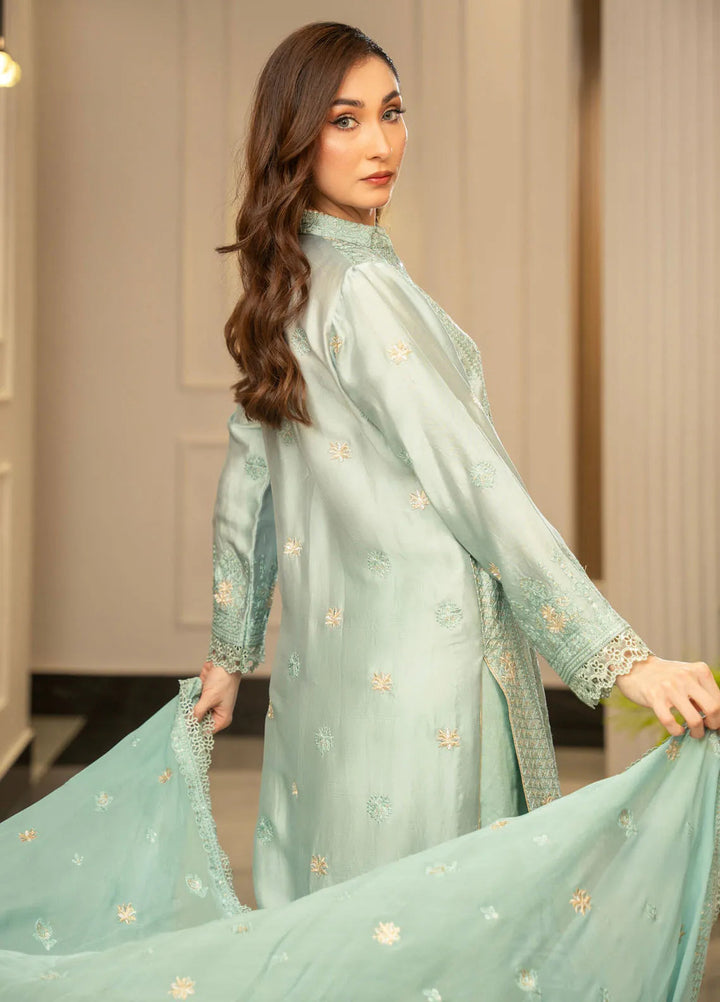 Zouj Embroidered Silk Suits Unstitched 3 Piece ZJ24LS ZSS-05 Starlit Azure - Fall Collection