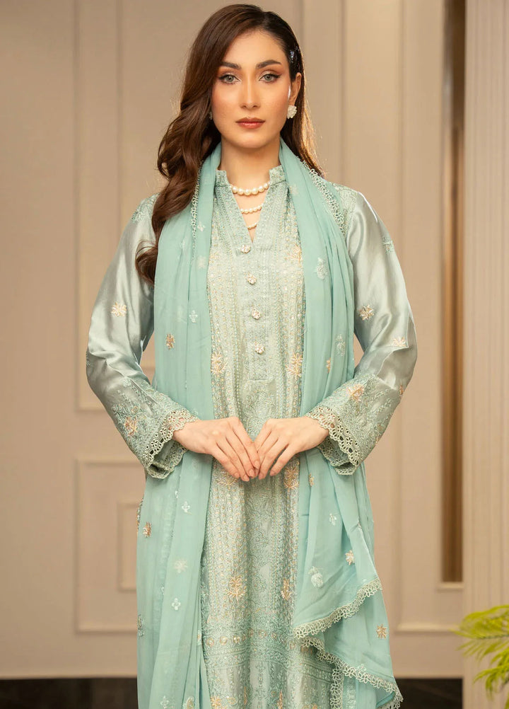 Zouj Embroidered Silk Suits Unstitched 3 Piece ZJ24LS ZSS-05 Starlit Azure - Fall Collection