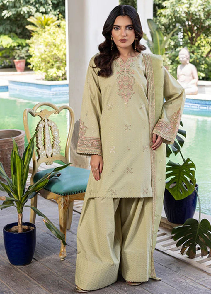 Zuri Pret Embroidered Jacquard 3 Piece Suit Cyrah ZP-01 Pistachio