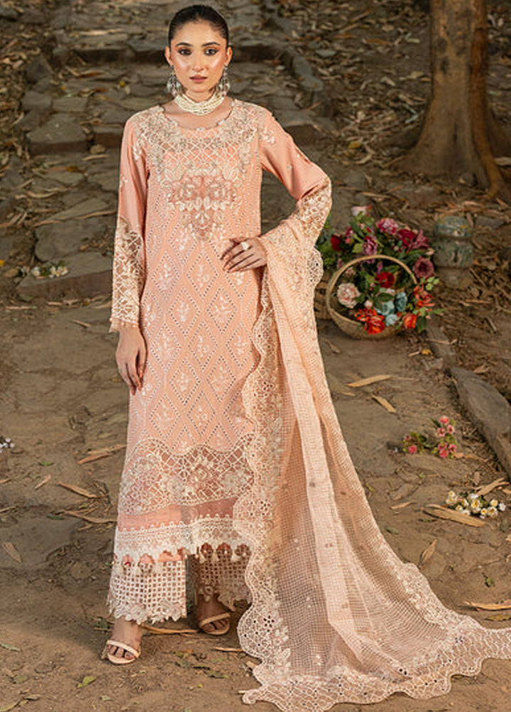Zuri Pret Embroidered Lawn 3 Piece Suit Mehtaab UN-102 Peach