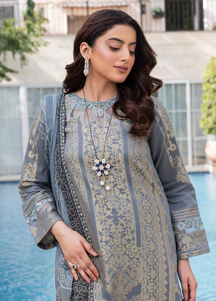 Zuri Pret Embroidered Lawn 3 Piece Suit Safinaz JK-19 Grey