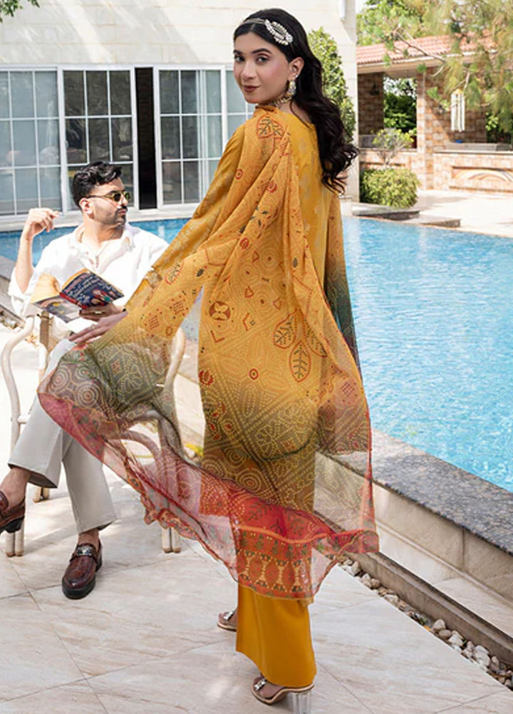 Zuri Pret Embroidered Lawn 3 Piece Suit Safinaz JK-19 Mustard