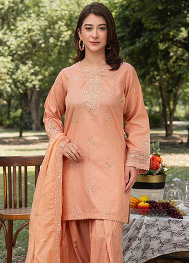 Zuri Pret Embroidered Lawn 3 Piece Suit Wania ZP-02 Peach