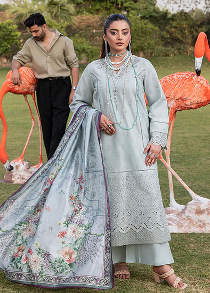 Zuri Pret Embroiered Cotton 3 Piece Suit Afshan AK-5056 Grey