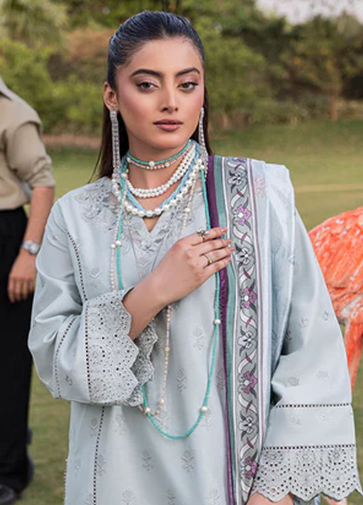 Zuri Pret Embroiered Cotton 3 Piece Suit Afshan AK-5056 Grey