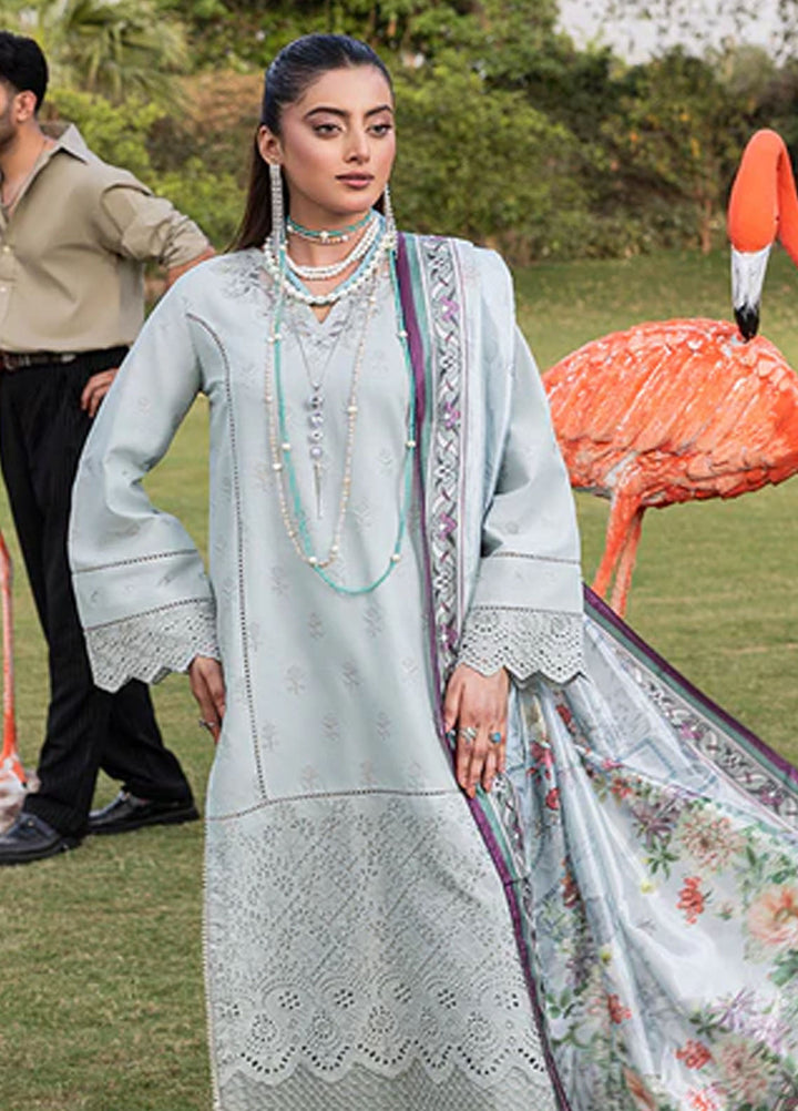 Zuri Pret Embroiered Cotton 3 Piece Suit Afshan AK-5056 Grey