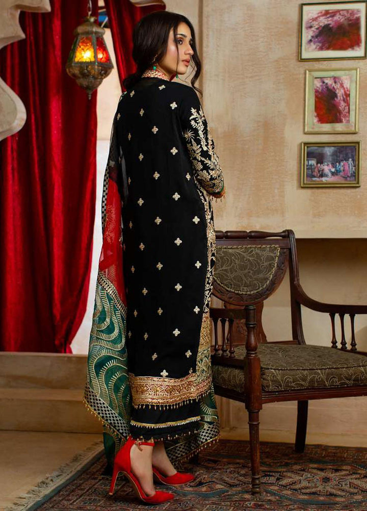 Zurr Haseen By AB Textiles Embroidered Chiffon Suits Unstitched 3 Piece AB21ZH 02 Black Diamond - Luxury Collection