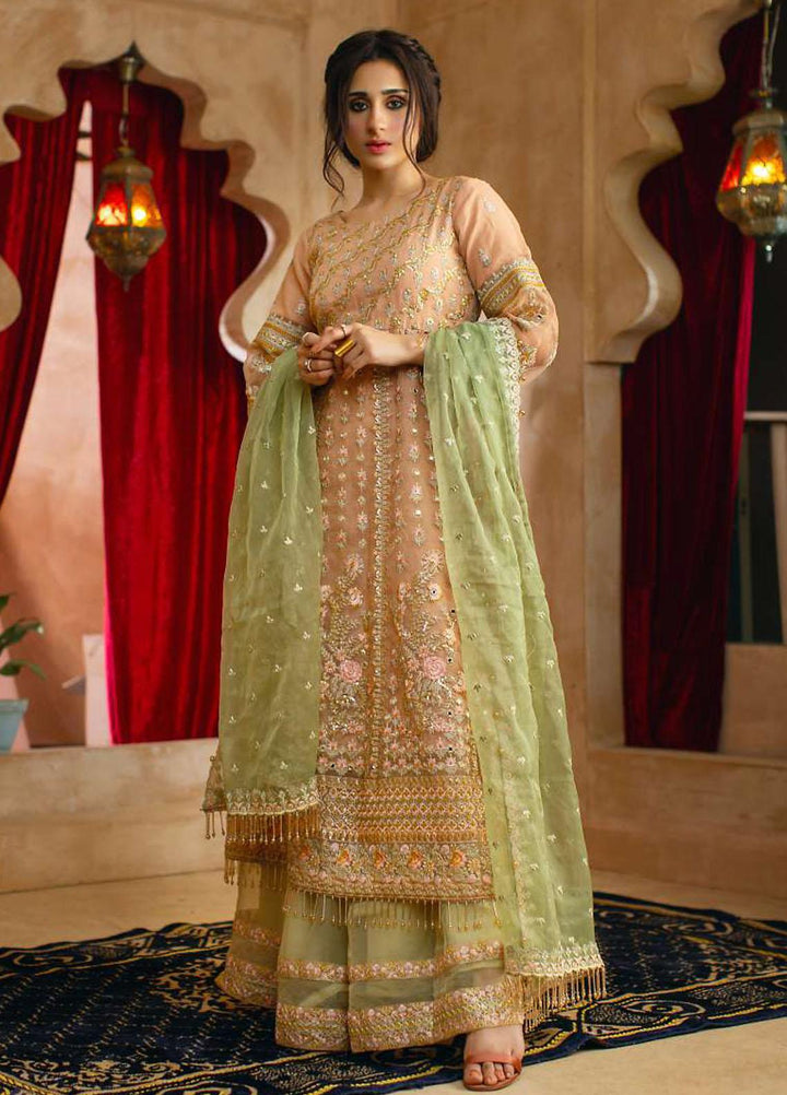 Zurr Haseen By AB Textiles Embroidered Organza Suits Unstitched 3 Piece AB21ZH 03 Rose Quartz - Luxury Collection